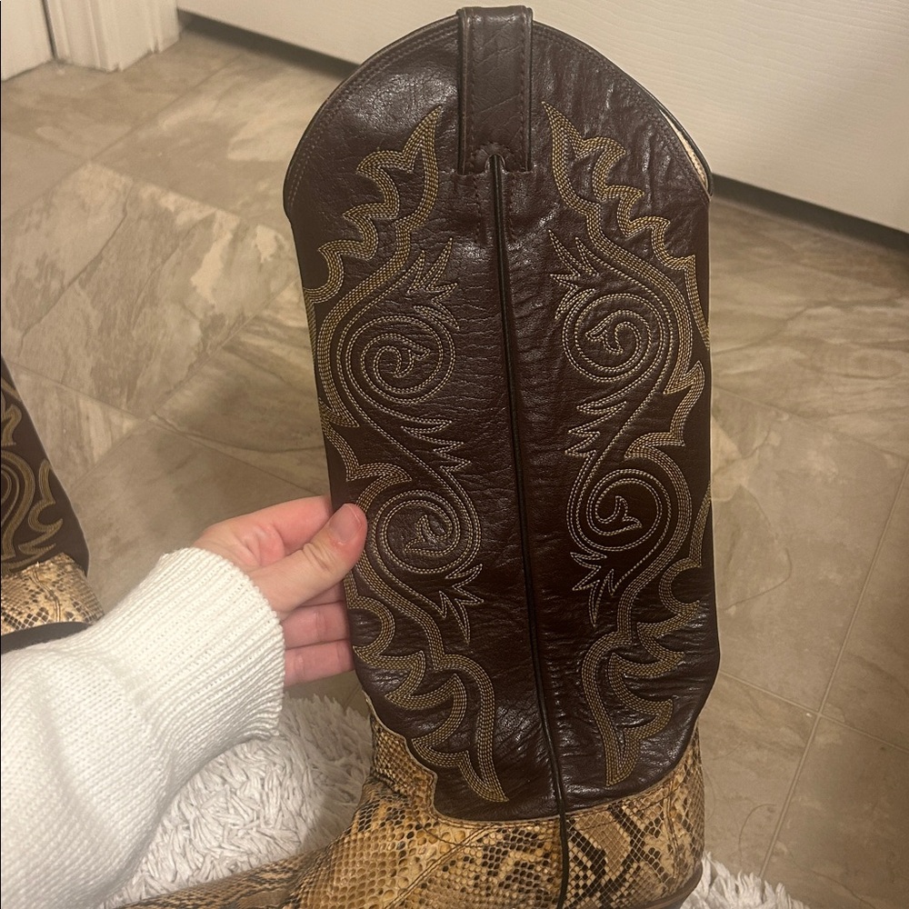 Justin Boots - J4277 - brown leather and snakeskin - Picture 9 of 9